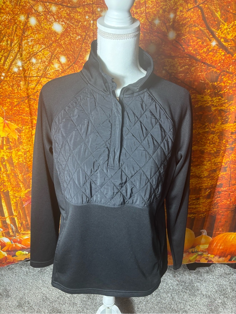 Avia Black Quilted Half-Zip Pullover Jacket